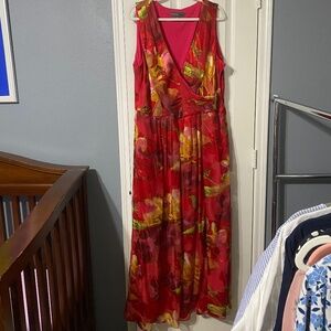 Donna Ricco Gown Size 16W Floral Lined Full Length